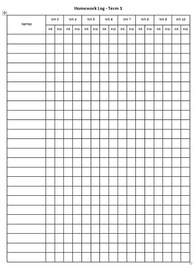 Year 2 homework grid